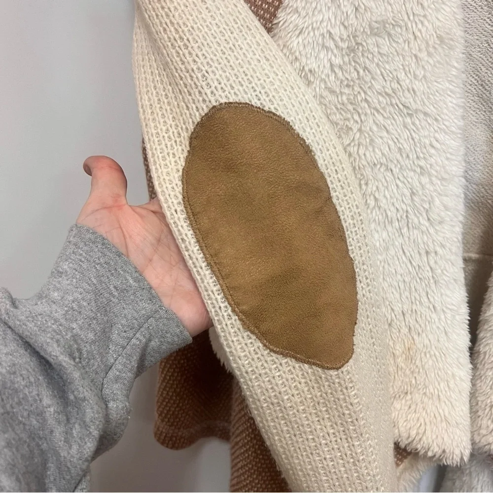 Anthropologie Saturday Sunday Mixed Fabric Sherpa Lined Cardigan size Medium